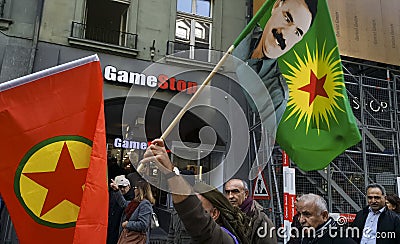 Protest march against Erdogan in Bern, Switzerland Editorial Stock Photo