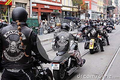 Protest of motorcycle clubs. Oslo. Editorial Stock Photo