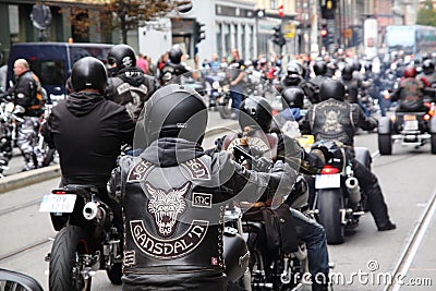 Protest of motorcycle clubs. Oslo. Editorial Stock Photo