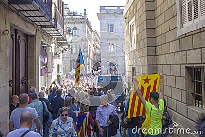 Protest rallies freedom and independence Spain Catalonia Barcelona Editorial Stock Photo