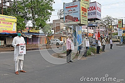 Protest rallies by several leftist organizations demanding that the government play a proper role in preventing the Coronavirus Editorial Stock Photo