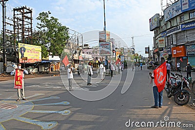 Protest rallies by several leftist organizations demanding that the government play a proper role in preventing the Coronavirus Editorial Stock Photo