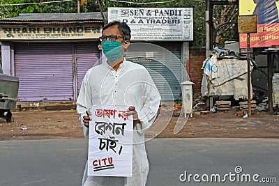 Protest rallies by several leftist organizations demanding that the government play a proper role in preventing the Coronavirus Editorial Stock Photo