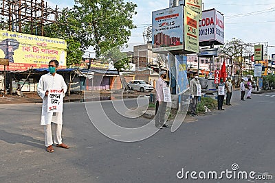 Protest rallies by several leftist organizations demanding that the government play a proper role in preventing the Coronavirus Editorial Stock Photo