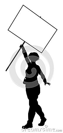 Protest Rally March Picket Sign Silhouette Person Stock Photo