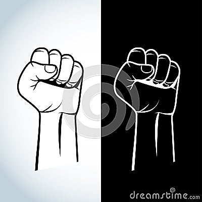 Protest, rebel revolution poster. Human clenched fist illustration. Isolated logo illustration. Cartoon Illustration