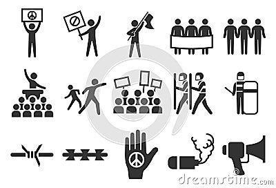 Protest and riot icons Vector Illustration