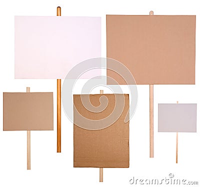 Protest signs isolated on white Stock Photo