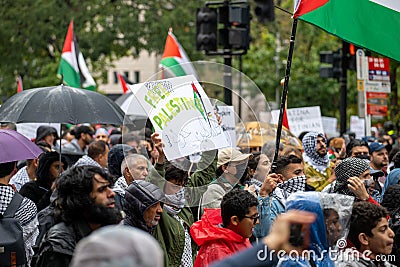 Washington, DC - 10-14-2023: Protest Signs at Palestine Protest in Washington DC Editorial Stock Photo