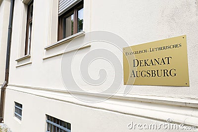 Protestant lutheran church district Augsburg Editorial Stock Photo