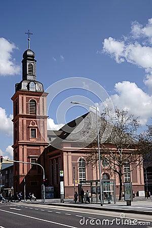 Protestant town church Ruesselsheim Editorial Stock Photo