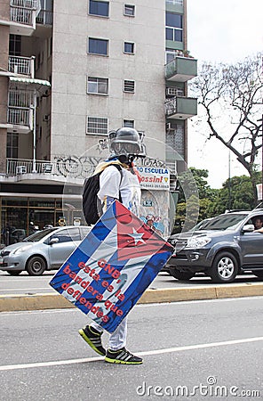 A protester in Caracas against Venezuelan goverment Editorial Stock Photo