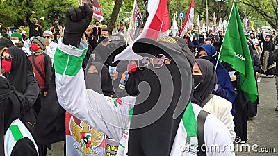 The protester has rejected the Pancasila Ideology Guidelines in Banjarmasin, Indonesia, 10th July, 2020 Editorial Stock Photo