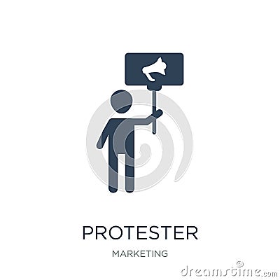 protester icon in trendy design style. protester icon isolated on white background. protester vector icon simple and modern flat Vector Illustration