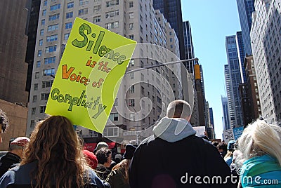 Complicity, Silence, March for Our Lives, Protest, NYC, NY, USA Editorial Stock Photo