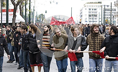 Protesters of athens 09-01-09 Editorial Stock Photo