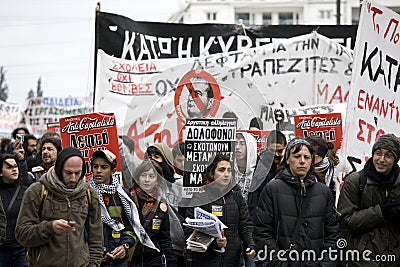 Protesters of athens 09-01-09 Editorial Stock Photo