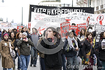 Protesters of athens 09-01-09 Editorial Stock Photo