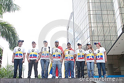 Protesters in Caracas against Venezuelan goverments Editorial Stock Photo