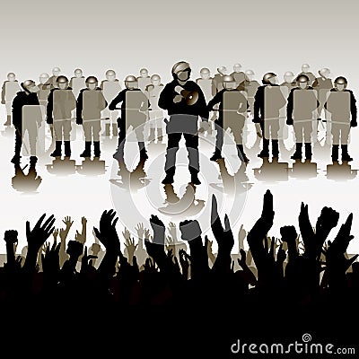 Protesters crowd and police Vector Illustration