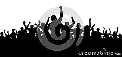 Protesters, enraged crowd of people silhouette vector, angry mob. Vector Illustration