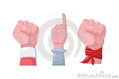 Protesters holding posters, placards, banners, flags vector Vector Illustration