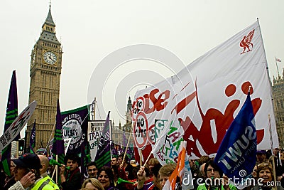 Protesters at the Houses of Parliament Editorial Stock Photo