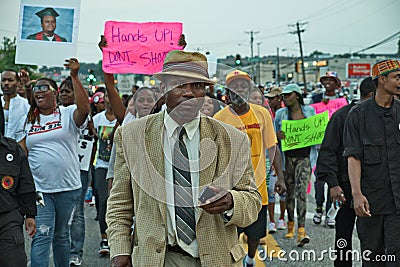 Protesters march on West Florissant Ave Editorial Stock Photo