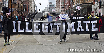 Protesters Outside of Donald Trump`s Inauguration 2017 Editorial Stock Photo