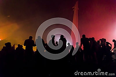 Protesters Silhouettes Stock Photo