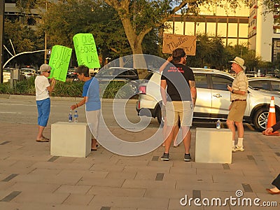 Protesters in traffic, Tampa, Florida Editorial Stock Photo