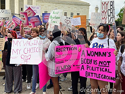 Protesters With a Variety of Colorful Signs at the Supreme Court in Washington DC Editorial Stock Photo