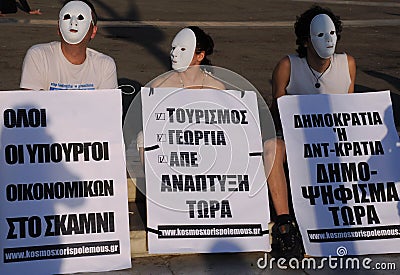 Protesting in Athens Editorial Stock Photo