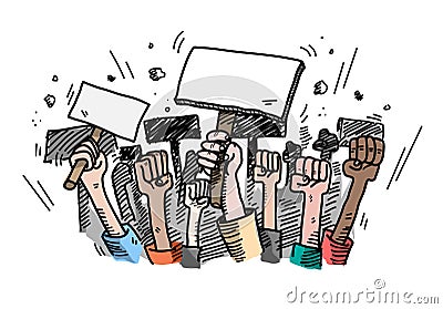 Protesting People Vector Illustration