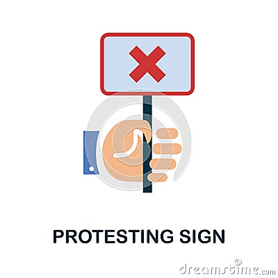 Protesting Sign flat icon. Color simple element from activism collection. Creative Protesting Sign icon for web design, templates Stock Photo