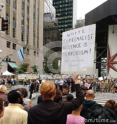 Protesting White Supremacy and Donald Trump, NYC, NY, USA Editorial Stock Photo