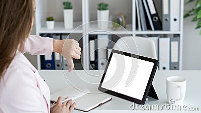 protesting woman digital mockup online connection Stock Photo