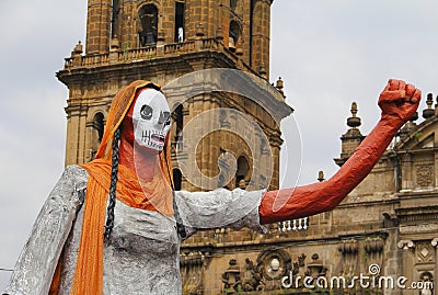 Protesting woman day of the dead in mexico city II Stock Photo