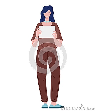 Protesting young woman Vector Illustration