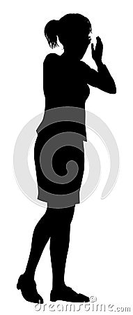 Protest Rally March Shouting Silhouette Person Vector Illustration