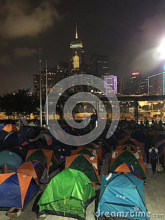 Protestor at Umbrella Revolution in Central, Hong Kong Editorial Stock Photo