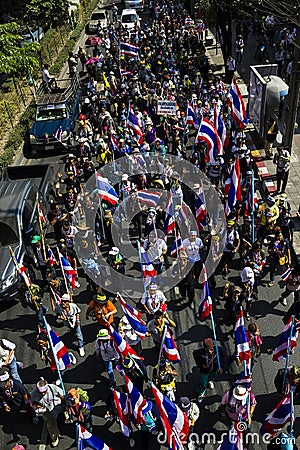 Protestors on Sukhumvit Road Editorial Stock Photo