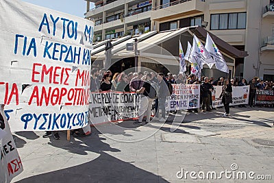Protests against goverment handling the deadly train accident at Tempi Editorial Stock Photo