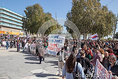 Protests against goverment handling the deadly train accident at Tempi Editorial Stock Photo