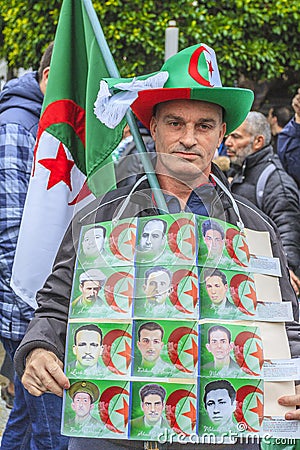 Algerians protesting against Bouteflika's regime in Algiers Editorial Stock Photo