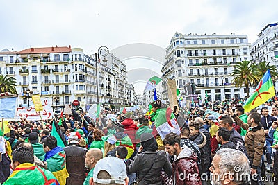 Algerians protesting against Bouteflika& x27;s regime in Algiers Editorial Stock Photo