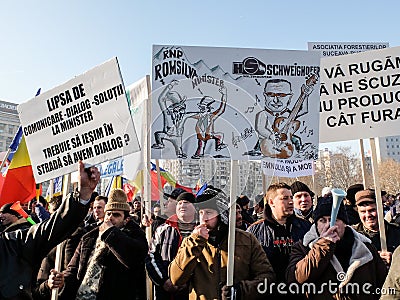 Protests in Bucharest, Romania Editorial Stock Photo