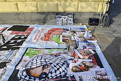 Protests on the streets of Milan for the release of Ahed Tamimi, a 17-year old Palestinian girl, arrested by Israeli forces Editorial Stock Photo