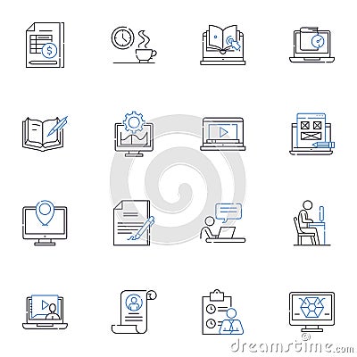 Protocol line icons collection. Standardization, Conduct, Systemization, Procedure, Code, Rules, Customs vector and Vector Illustration