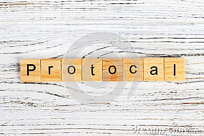 PROTOCOL word made with wooden blocks concept Stock Photo